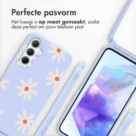imoshion Hoesje - Geschikt voor Samsung Galaxy A55 (5G) - Siliconen design hoesje met koord - Lila Flower Distance