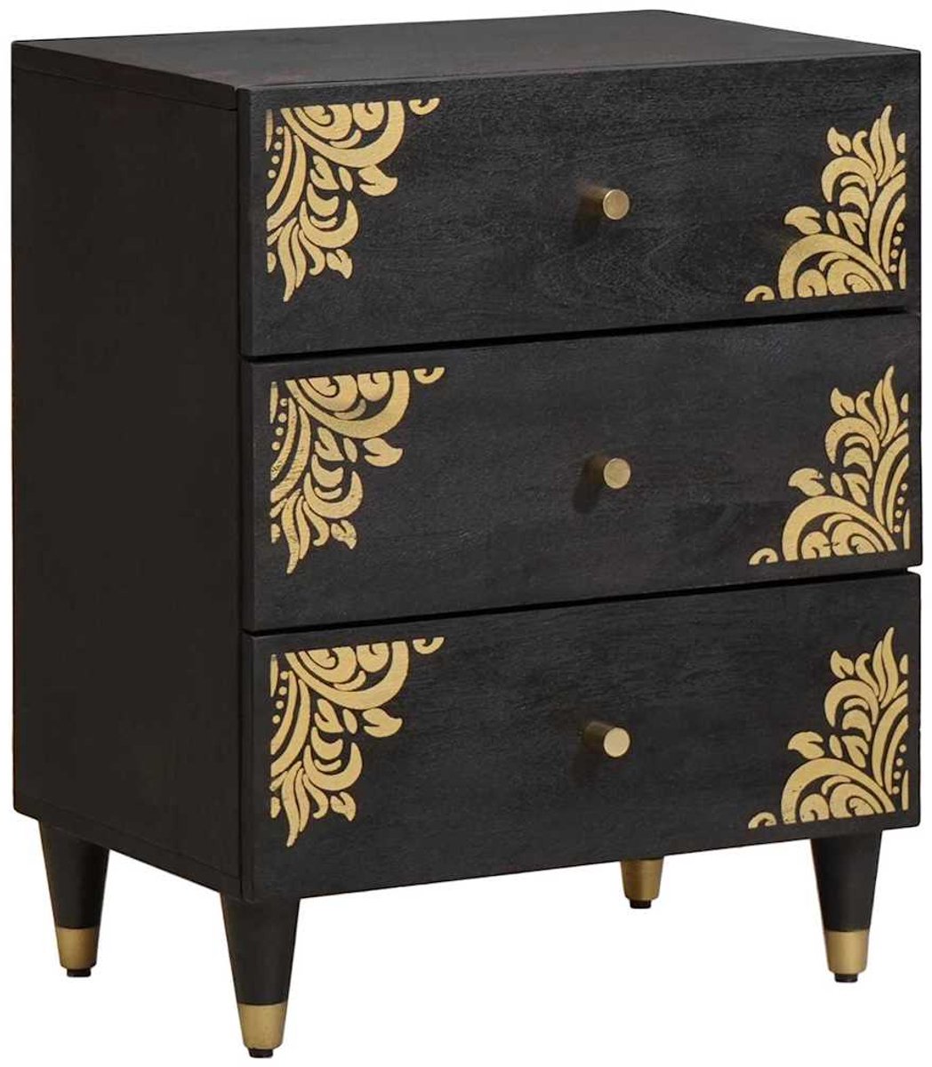 vidaXL Nachtkastje - met - lade - Zwart - 50 - x - 33 - x - 62 - cm - Massief - Mango - Hout