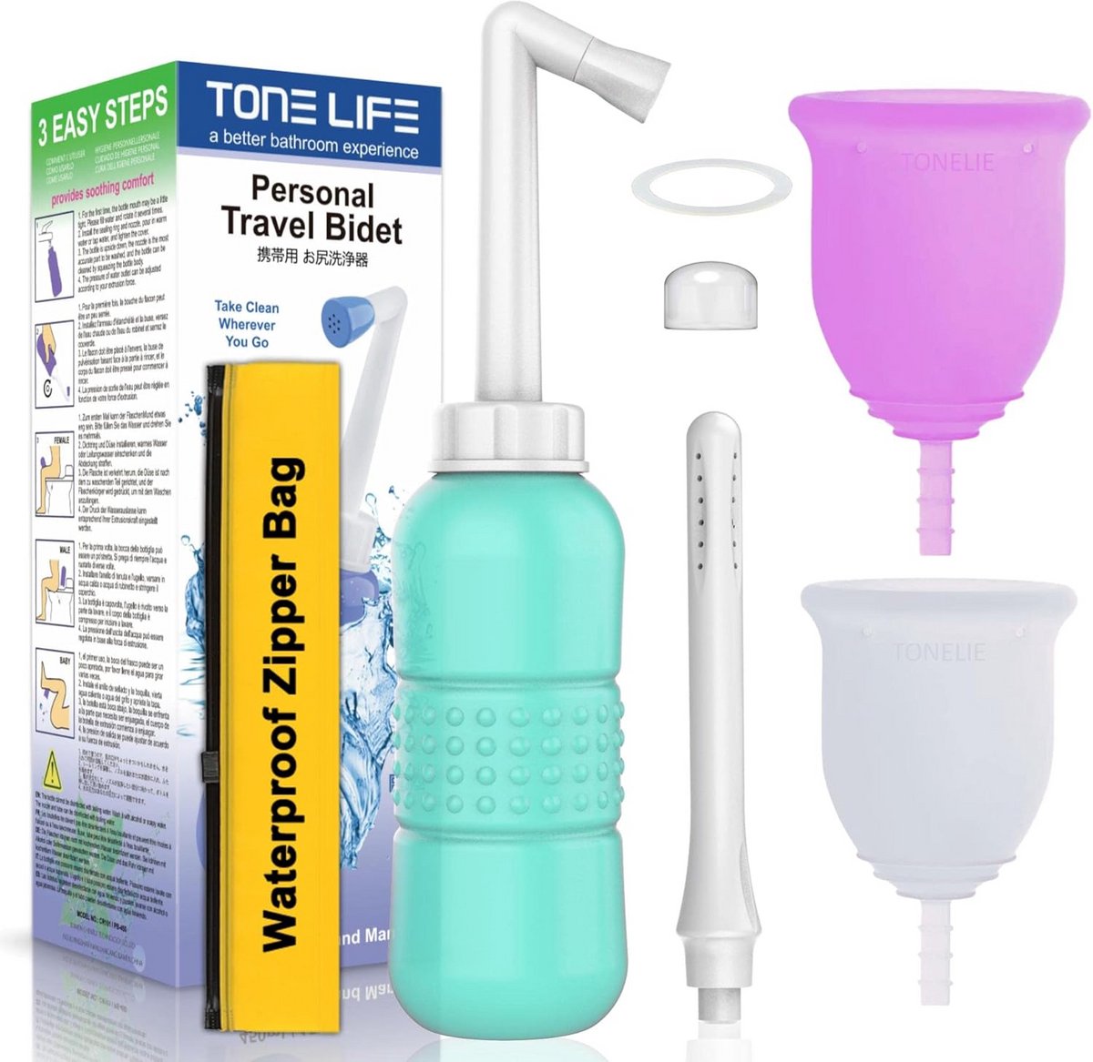 Menstruatie Cup Set met Perineale Douche en Waterdichte Tas
