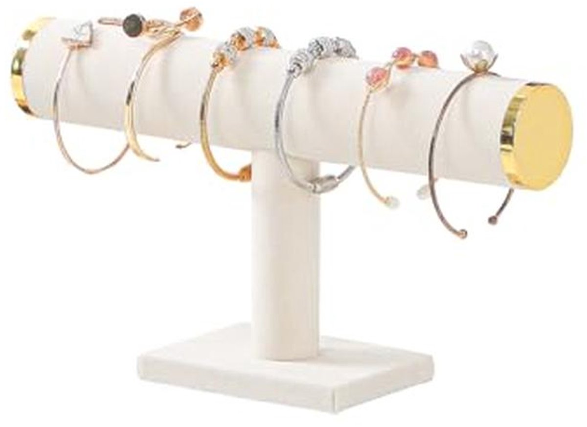 Armbandhouder voor dames - Organiseer je armbanden in stijl met fluweel en een goudkleurig metalen deksel