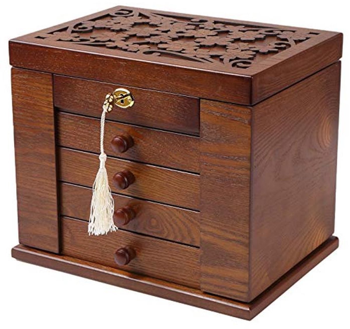 Houten Sieradendoos met Combinatieslot - Organizers voor Sieraden, Horloges, en Ringen - Groot en Duurzaam