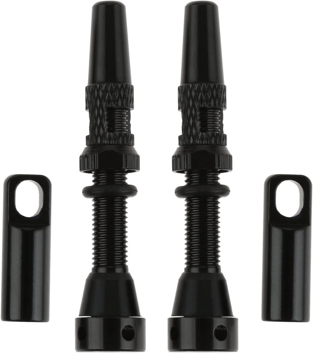 Aluminium Tubeless Ventielen 44 mm voor Racefietsen - Presta Ventielen met Doppen en Sleutel