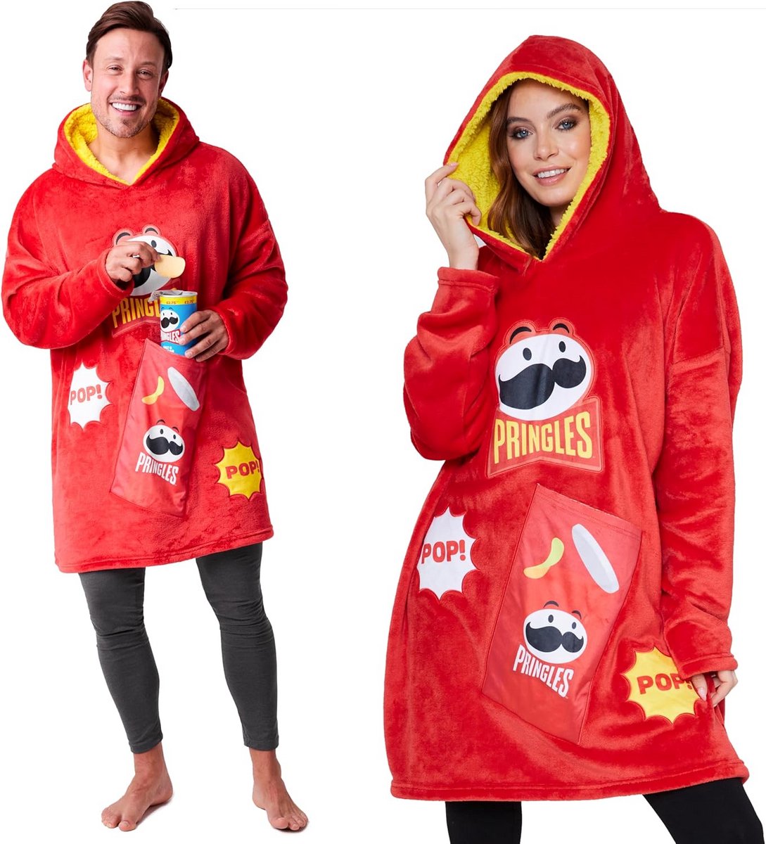 Oversized Hoodiedeken voor Volwassenen en Tieners - Fleece en Sherpa Capuchon met Snackzak