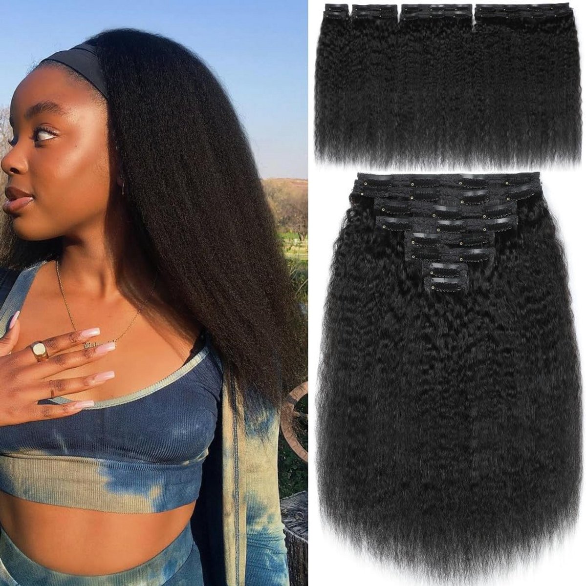Twist Clip Haar Extensions 35,6 cm 14 inch 120 g - 8 Stuks Echte Haarverlengingen