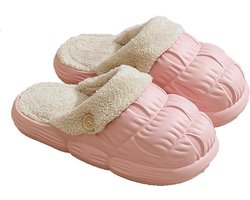 Vivva - Pantoufles Femmes Hommes - Memory Foam - Doublure en Peluche - Chaud - Imperméable - Antidérapant - Intérieur Amovible - Rose - 38/39 - SNUGSLIDES