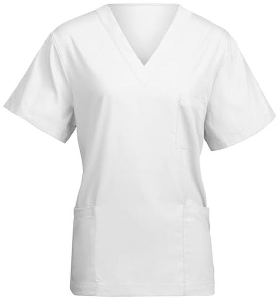 Casaques médicales unisexes, casaque de bloc opératoire blouse de glissement pour femmes, manches courtes, uniforme médical, col en V, vêtements professionnels pour médecin, infirmières, soins infirmiers, soins aux personnes âgées (M ~L)