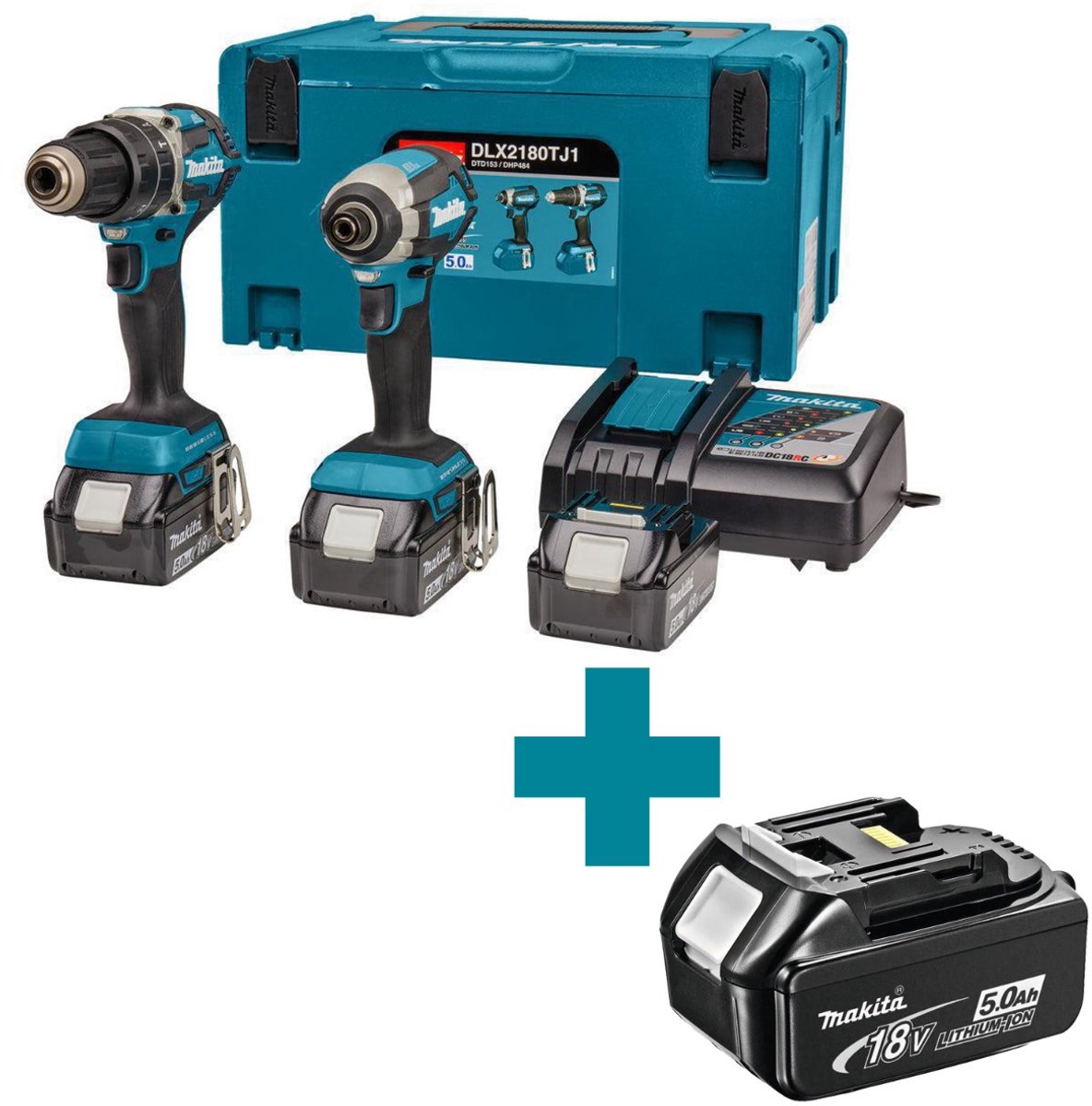 Makita DLX2180TJ1 Accu Combiset 18V 50Ah in Mbox