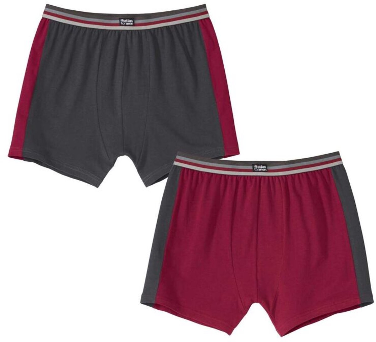 ATLAS FOR MEN - Set van 2 tweekleurige boxershorts met stretch - Heren - Verkrijgbaar in grote maten - 5XL