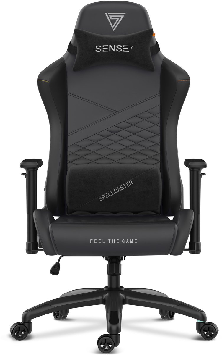 SENSE7 Spellcaster Senshi XL - Gamingstoel - Belastbaar tot 160 kg - Eco-leer & Lendenkussen - Bureaustoel - Ergonomische Stoel - Max. 190 cm - Zwart