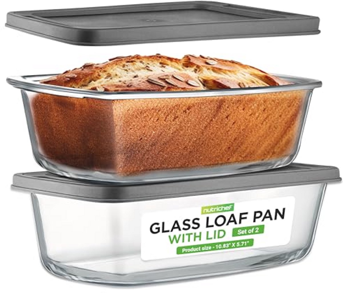 Stapelbare Premium Glas Maaltijdcontainers - 62,07oz Vriezer-naar-Oven-Veilig