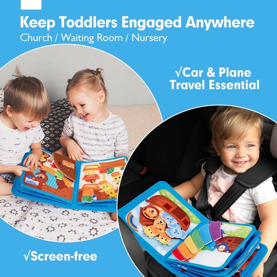 Dierenspeelgoed Druk Boek, geschikt voor peuters van 1-3 jaar - Doopcadeau voor jongens en meisjes - Montessorispeelgoed, geschikt voor baby's van 1 jaar, vroege sensorische leerontwikkeling, geschikt als verjaardags-, kerst- en ander cadeau voor peu — afbeelding 5