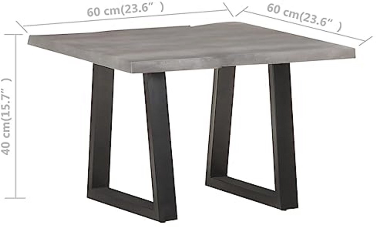 Koffietafel met natuurlijke randen 60x60x40cm van acaciahout