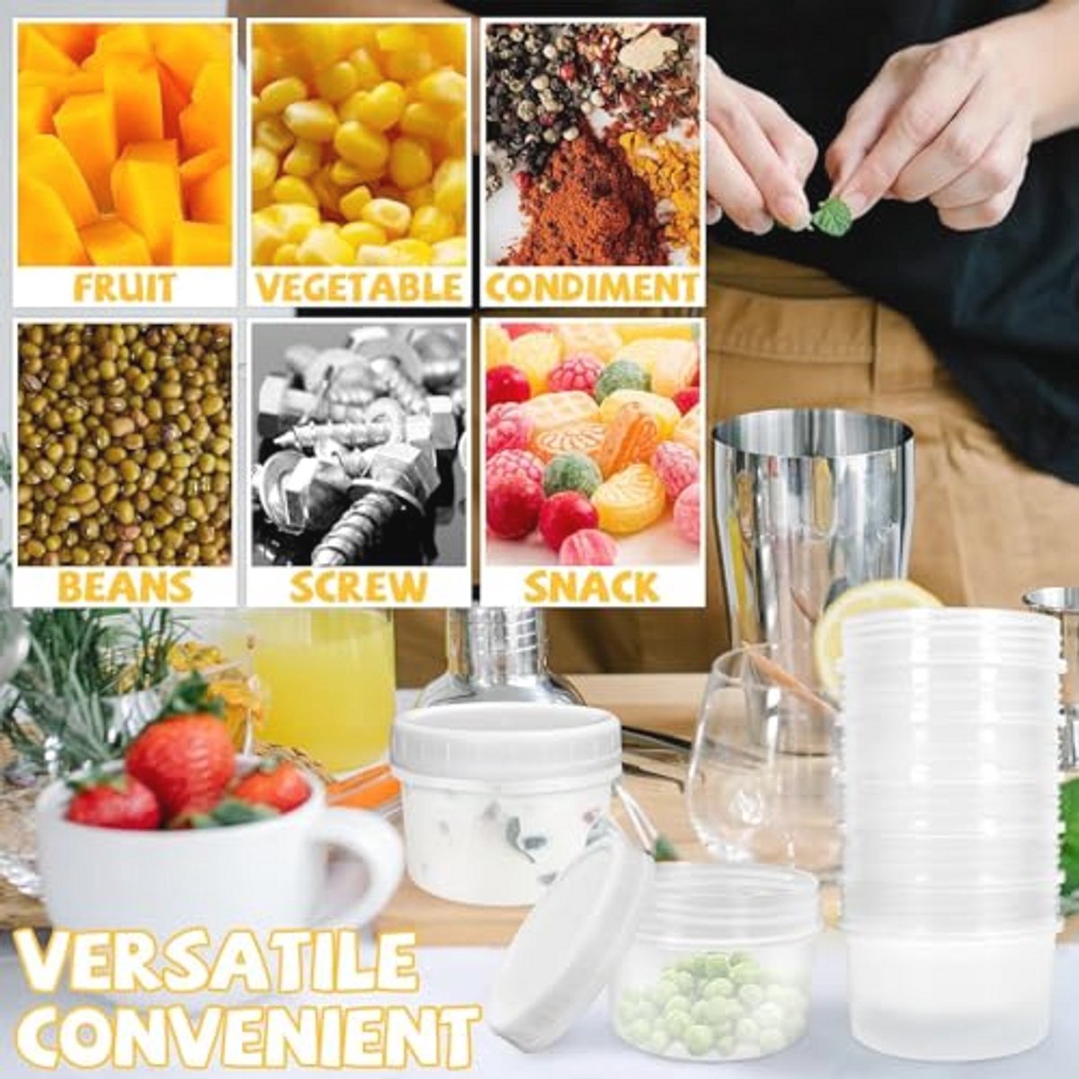 Mini Voedseldozen 250 ml - 20 Stuks Herbruikbare Kunststof Opbergcontainers