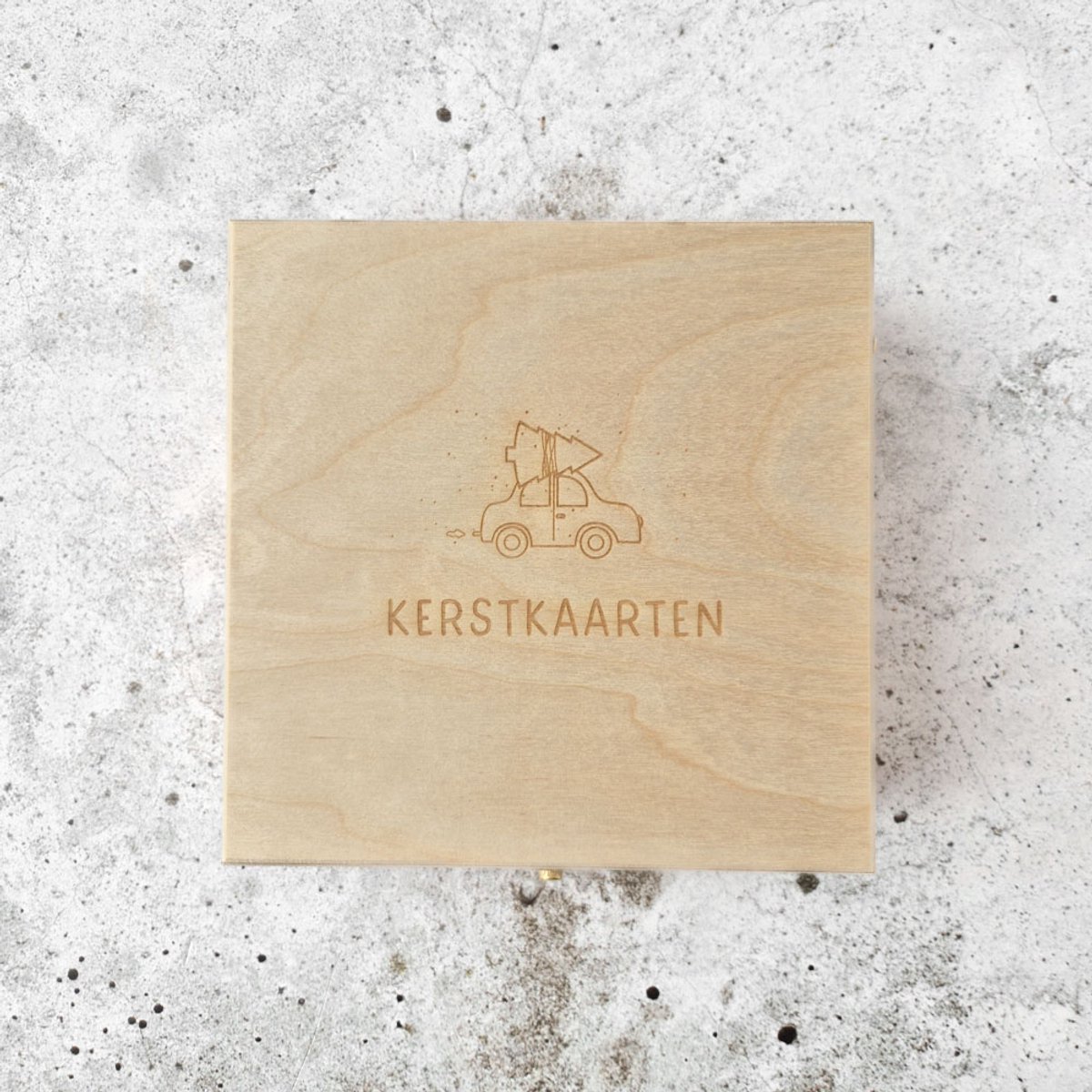 Houten bewaarkistje - geschenkkistje - Kerstpakket - Kerstkaarten bewaren - Kerstauto kerstkaarten