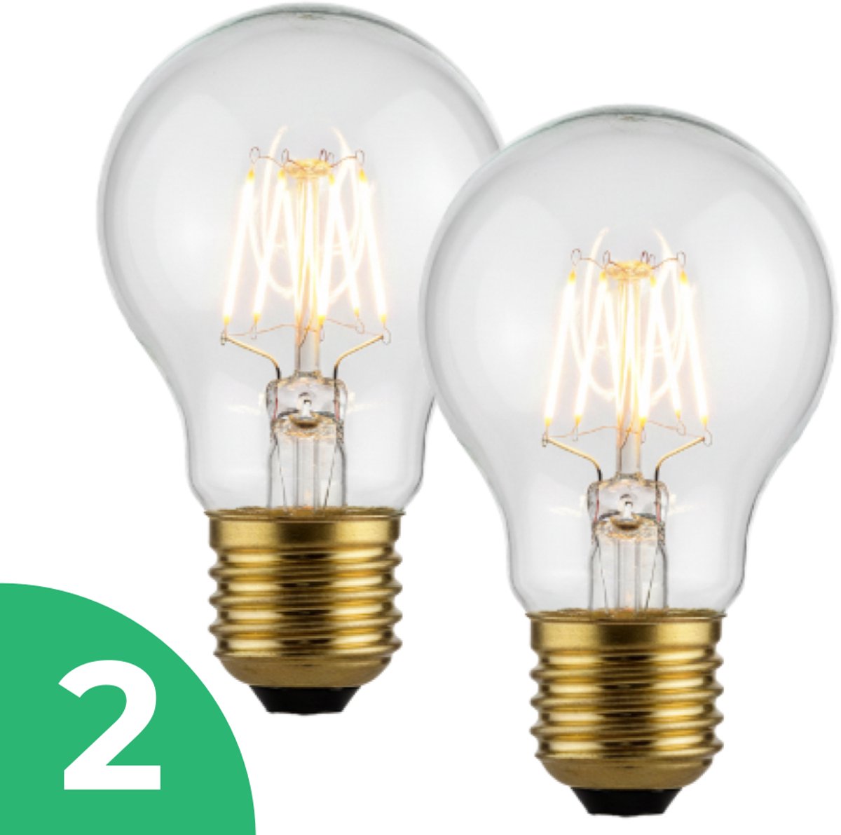 Trixline Peertje Gloeilamp E27 - 60W - Warm Wit Licht (2700K) - 540 lm - 1 jaar - Dimbaar - 2 stuks