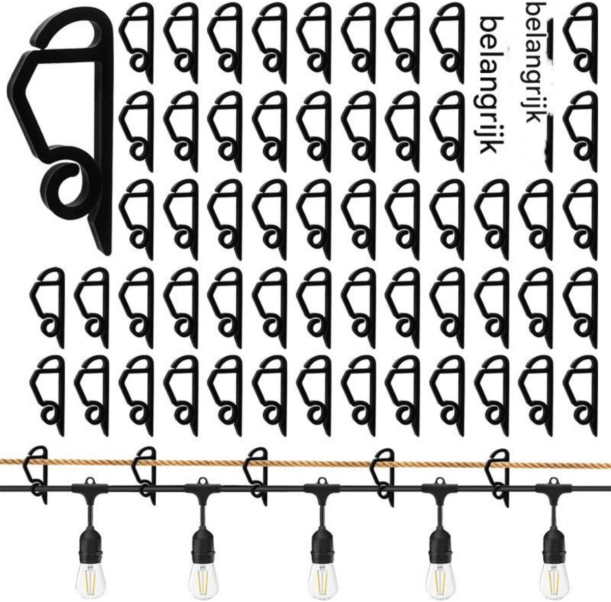 GELLDG Lichtclips - 120 stuks - Dakrandhaken - Buitenafwateringshaken - Weerbestendige buitenlichtclips - Feestelijke lichtclips - Geschikt voor feestelijke decoratieve lichtslingers - Klassieke stijl