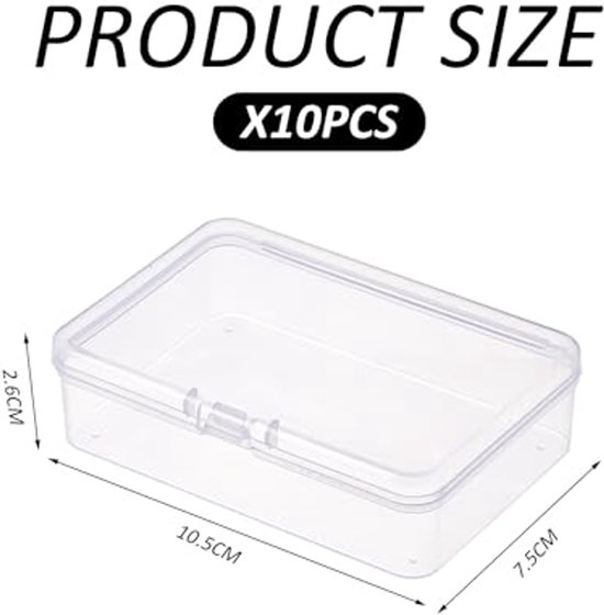 RobLuX 16 stuks speelkaartendozen, transparante kunststof doos (9,8 x 7 x 2, 5 cm), kleine opbergdoos, geschikt voor bankkaarten, visitekaartjes, speelkaarten