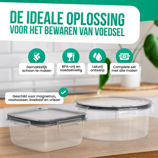 Strex Contenants pour aliments Boîtes de conservation - Contenants pour Prep de repas - Contenants en plastique pour congélateur - Avec couvercle - Ensemble de 18 pièces - Contenants pour micro-ondes sans BPA
