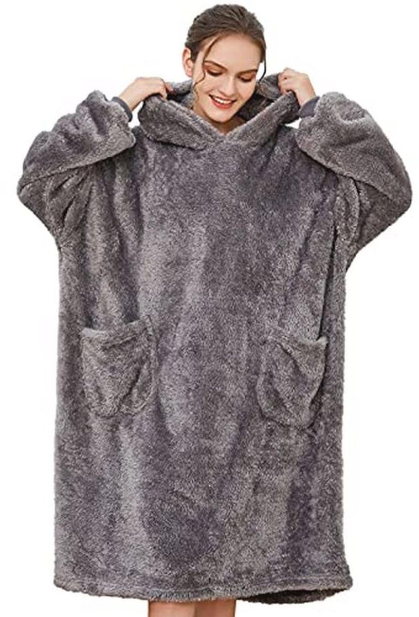 Oversized Sherpa Deken Hoodie voor Volwassenen en Kinderen - Superzacht en Comfortabel