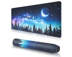 EFISH Grote gamingmuismat(800 × 300 × 3mm) met gestikte randen, verlengde muismat, duurzame antislip basis van natuurlijk rubber, wasbaar toetsenbord, bureaukussen voor gamer, kantoor en thuis.