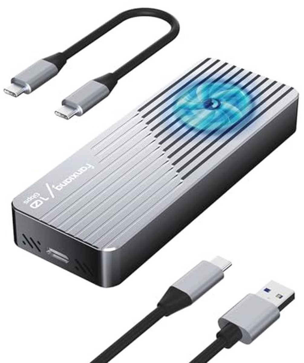 M.2 NVMe SSD-behuizing met Koelventilatorsysteem - USB 3.2 Gen2 voor 2230/2242/2280