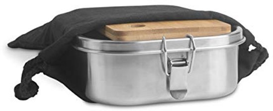 Lekvrije roestvrijstalen lunchbox - BPA-vrij, plasticvrij met snijplank en katoenen tas - ideaal voor kinderen en volwassenen (1400 ml) — afbeelding 5