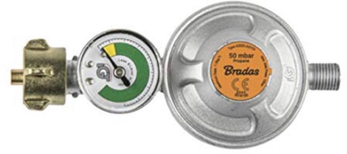 Gasdrukregelaar 50 mbar met Manometer en Veiligheidsventiel - 15 x 8 x 6 cm