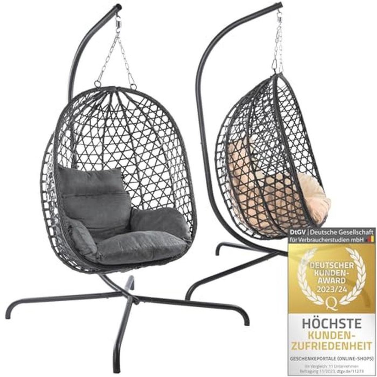 Elegante Hangstoel voor Binnen en Buiten - Comfortabele Relaxstoel tot 120 kg