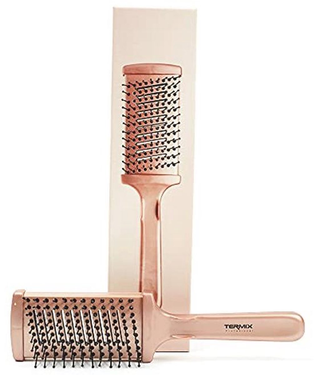 Professionele 2-in-1 thermische borstel met roségouden afwerking - Hittebestendig en zacht voor het haar