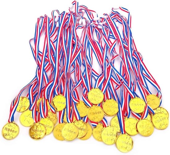 12 Pièces Médaille d'or avec Rubans de Cou, Médaille de Récompense pour Enfants, Médailles du Gagnant Prix d'or pour Le
