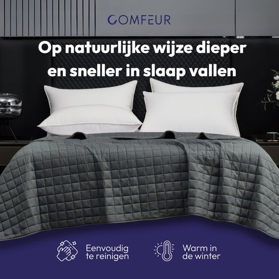 Comfeur Couverture lestée 7 kg 150 x 210 cm - Weighted Blanket - Couverture lestée - Couverture lestée - Couverture lestée - 4 saisons - Répartition de la pression du verre - Extra longue - Grijs