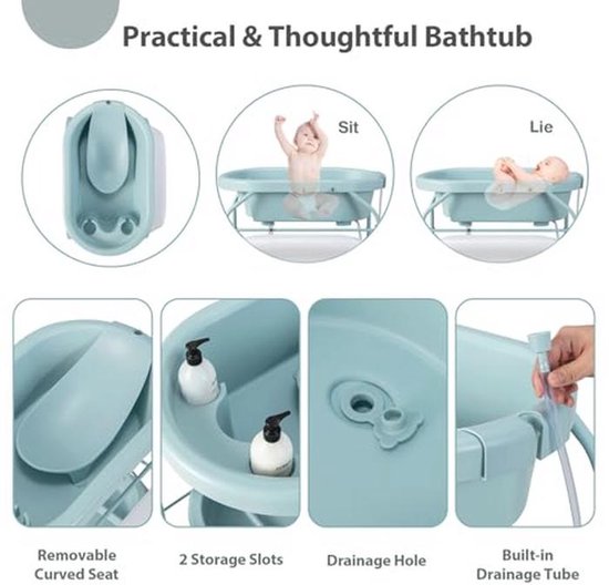 Veranderbank met Bad en Wielen - 2-in-1 Combinatie voor Baby's tot 12 Maanden — afbeelding 3