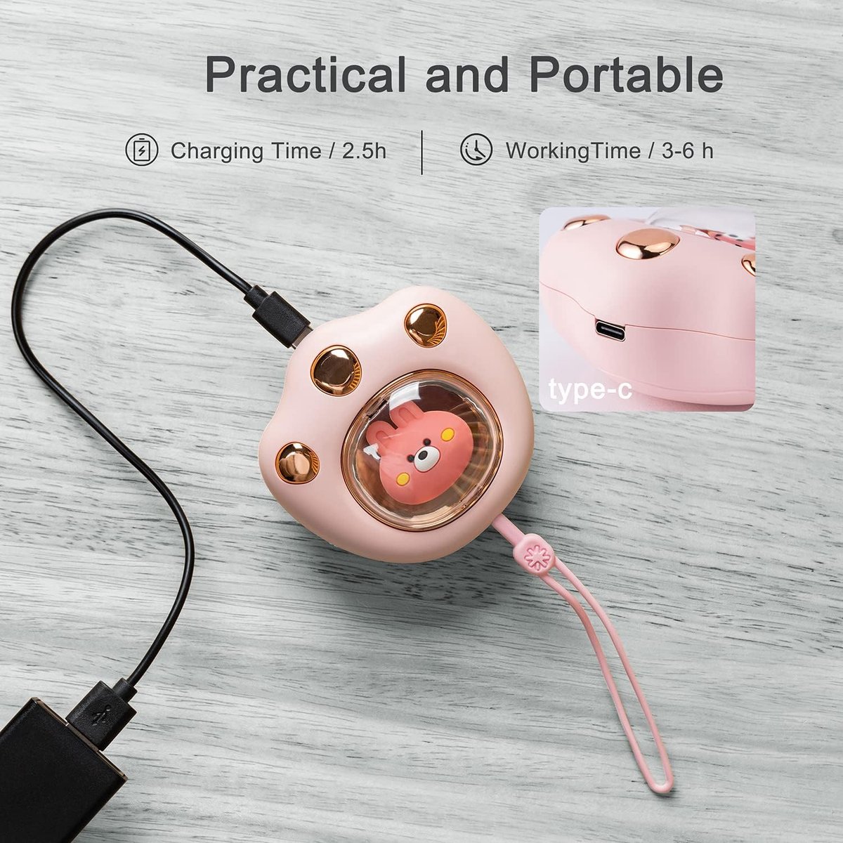 Oplaadbare schattige kattenpoot elektrische handwarmer, draagbare en herbruikbare handwarmer, met 3-6 uur langdurige verwarming en kleurrijke lampjes, voor kinderen, vrouwen en mannen in de koude winter — cadeau in Gadgets - foto 3