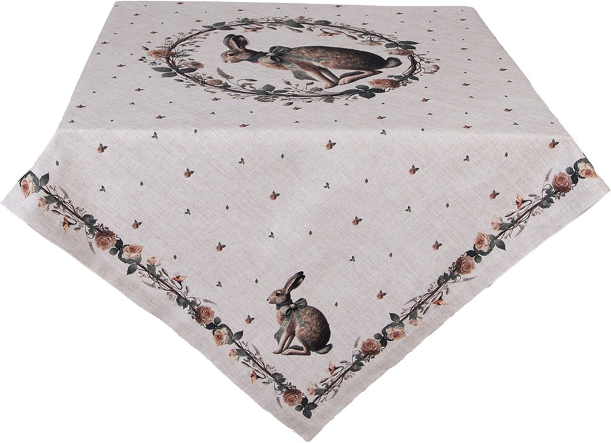 Clayre & Eef Tafelkleed 100x100 cm Beige Katoen
