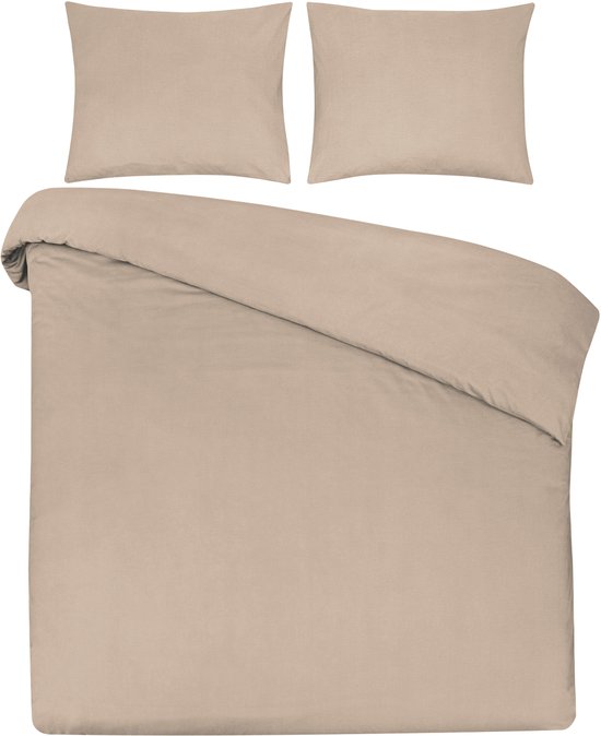 DoubleDry Housse de Couette 140 x 200/220 cm - 100 % Katoen Doux - Certifié OEKO-TEX & BSCI - beige clair