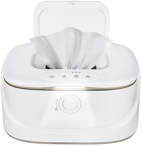Foto: Baby doekjes warmer met nachtlampje en temperatuurweergave met kinderslot 3 temperatuurstanden milieuvriendelijk en energiebesparend houdt doekjes vochtig en fris universele usb interface 23 15 6 12cm wit