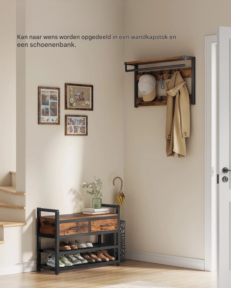 Jessi Store - Kapstok staand - Wandkapstok - Kapstokken - Met Schoenenrek - 2 lades - Kledingrek - Bovenplank - 30x80,4x181,6cm – foto 2