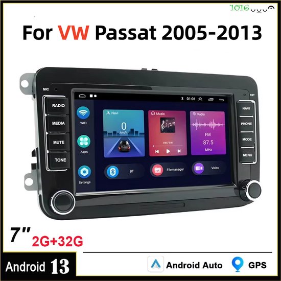 Auto Radio for VW Passat B5/B6/B7 (2005-2013) | 7inch Android 13 2+32G, GPS Navigatie met Draadloos CarPlay, Bluetooth & Achteruitrijcamera