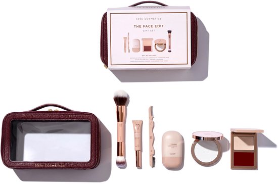 Sosu | The Face Edit Gift Set - 6 delig - Primer - Powder - Blush & Glow - Eyebrow - Dual Brush - Vegan