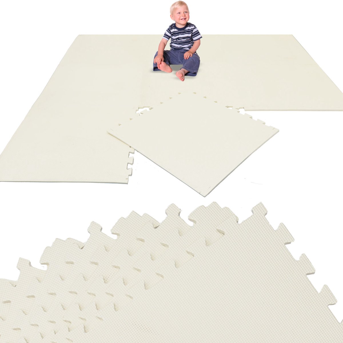 Kinder Speelmat Beige - 8 Delen van 50 x 50 cm - EVA Puzzelmat 200x100 cm - Vloermat Kruipmat