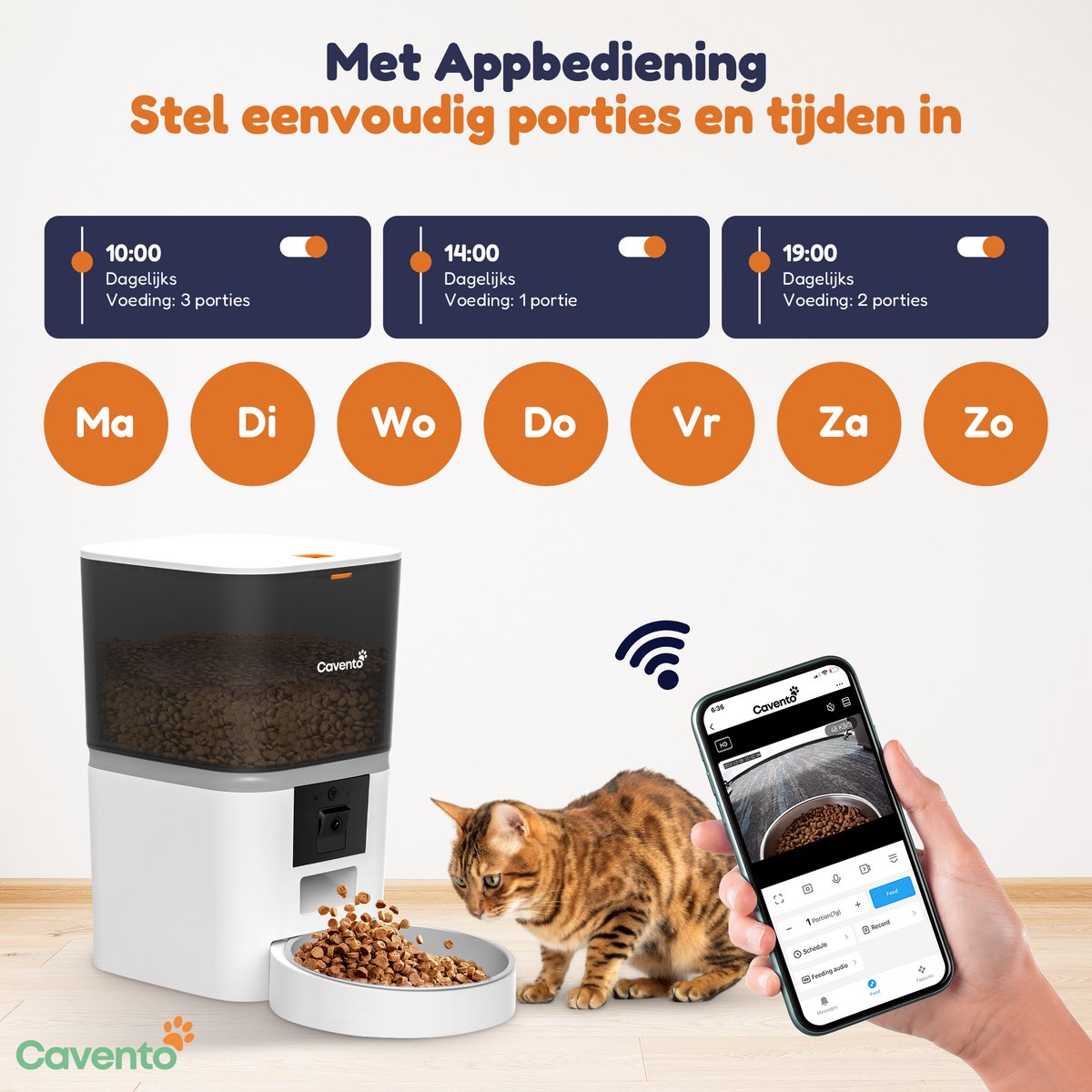 Cavento Automatische Voerbak 6L Wit - Slimme Voerautomaat - afbeelding 2