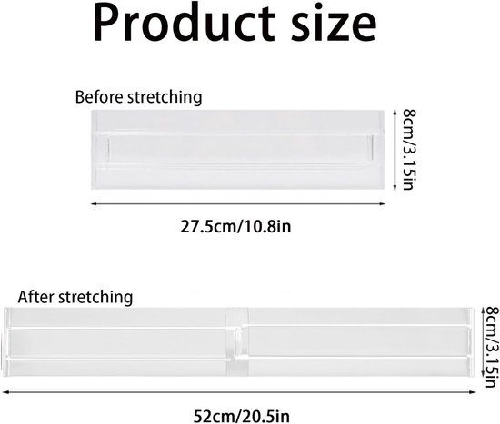 Lifewit Set van 8 ladeverdelers, verstelbare ladeverdelers voor binnenlengte 28-40 cm en hoogte > 10,5 cm, organizer opbergsysteem voor kledingkasten, luiercommodes, bureau, keuken, wit