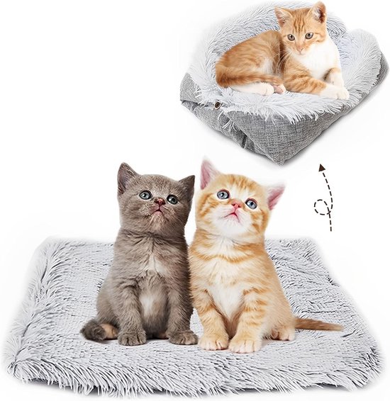 Kattenkussen, rond, koud winterbed, zelfverwarmende onderlegger voor
