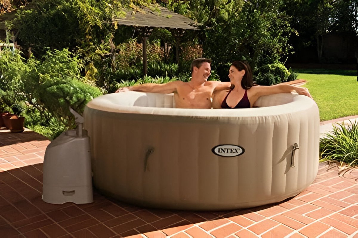 Opblaasbare Whirlpool Spa voor 4 Personen – Novihome Luxe Jacuzzi met Verwarming, Bubbelmassage & Complete Set – PVC, 196x196x71 cm, 795 Liter – Ideaal voor Tuin, Balkon of Terras