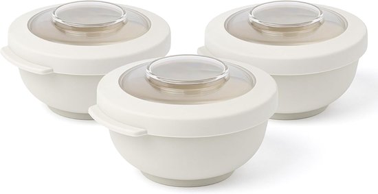 Coffret de collations à l'avoine Amuse Tylla - Boîtes à collations Perfect refermables - À emporter - Compatible lave-vaisselle, micro-ondes et congélateur - Gris clair - 3 x 200 ml
