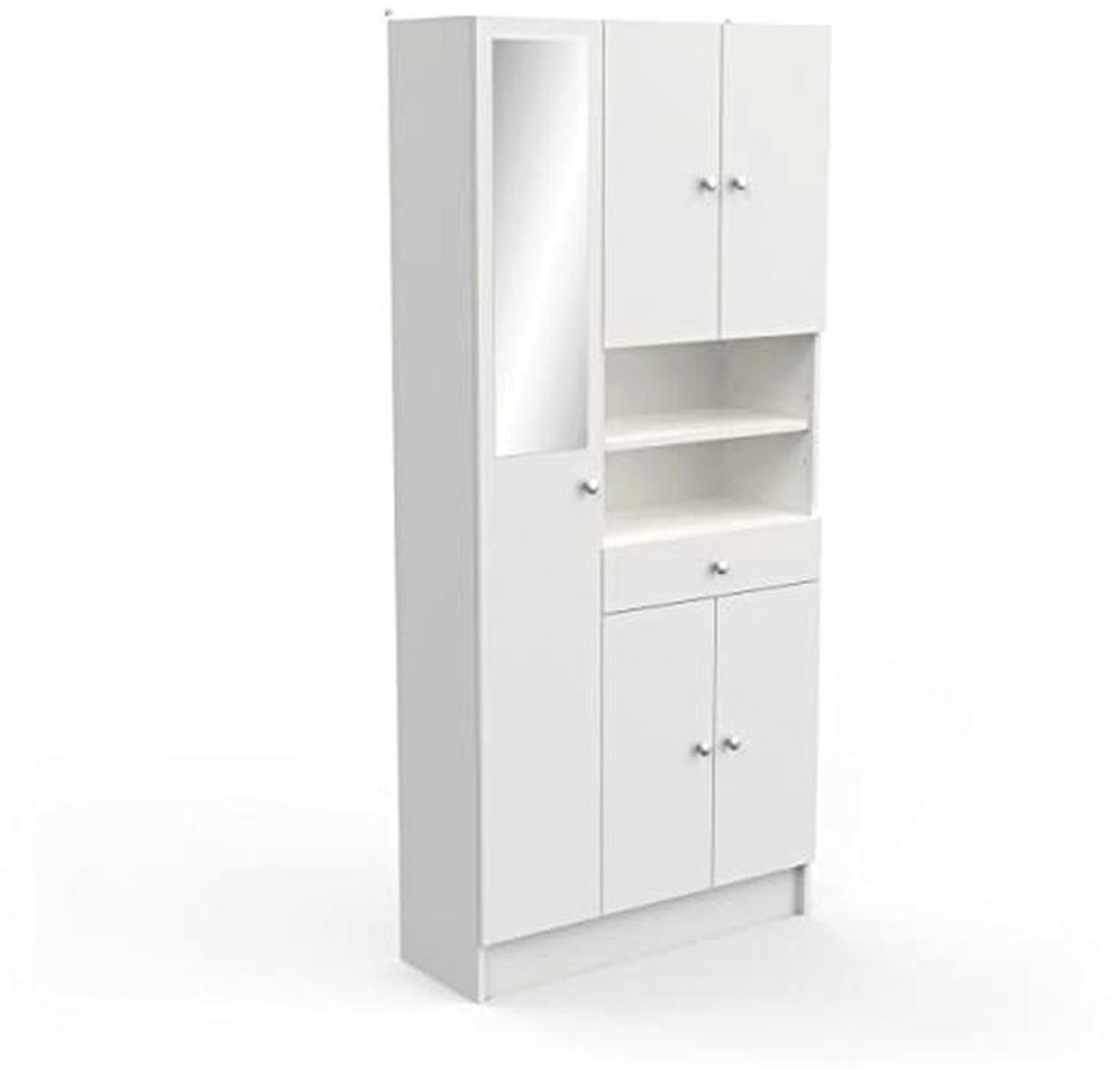 Wit chipboard/MDF bedframe met opbergruimte
