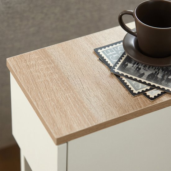 SoBuy Nachtkastje Smal - Wit B20 X D35 X H60 Cm Met Lade En Plank, FBT111-W