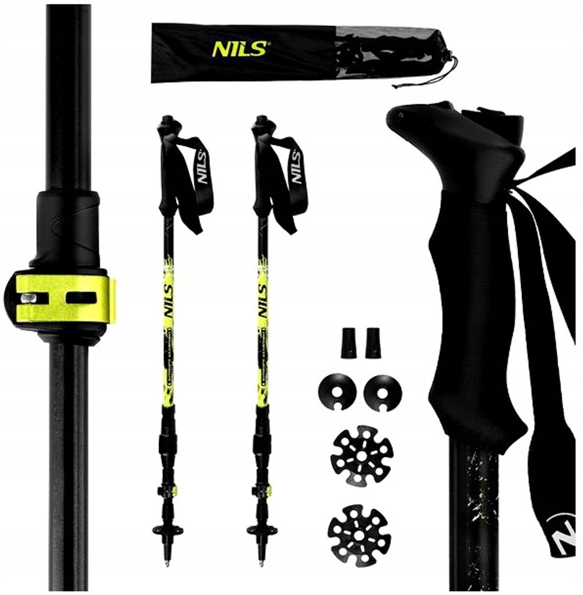 Nils TK8608 Trekking Stokken - Verstelbaar aluminium met accessoires