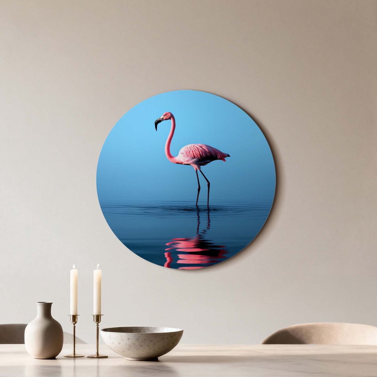 KitchenArt - Blush Reflection - Muurcirkel Binnen - ø 60 cm - Wandcirkel - Mét Ophangsysteem - Wanddecoratie - Muurdecoratie