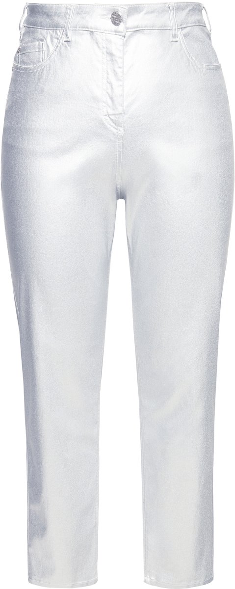 Ulla Popken - Dames - mom-ans met zilveren coating comfort tailleband - Zilver - Maat 62